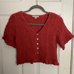 American Eagle red crop top shirt